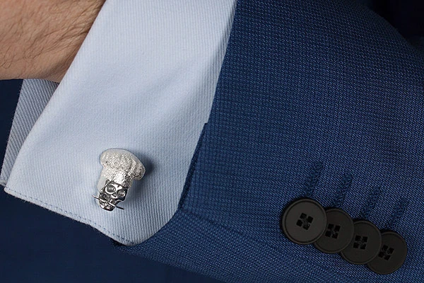 Gemelos con motivo de calavera en plata de ley 925